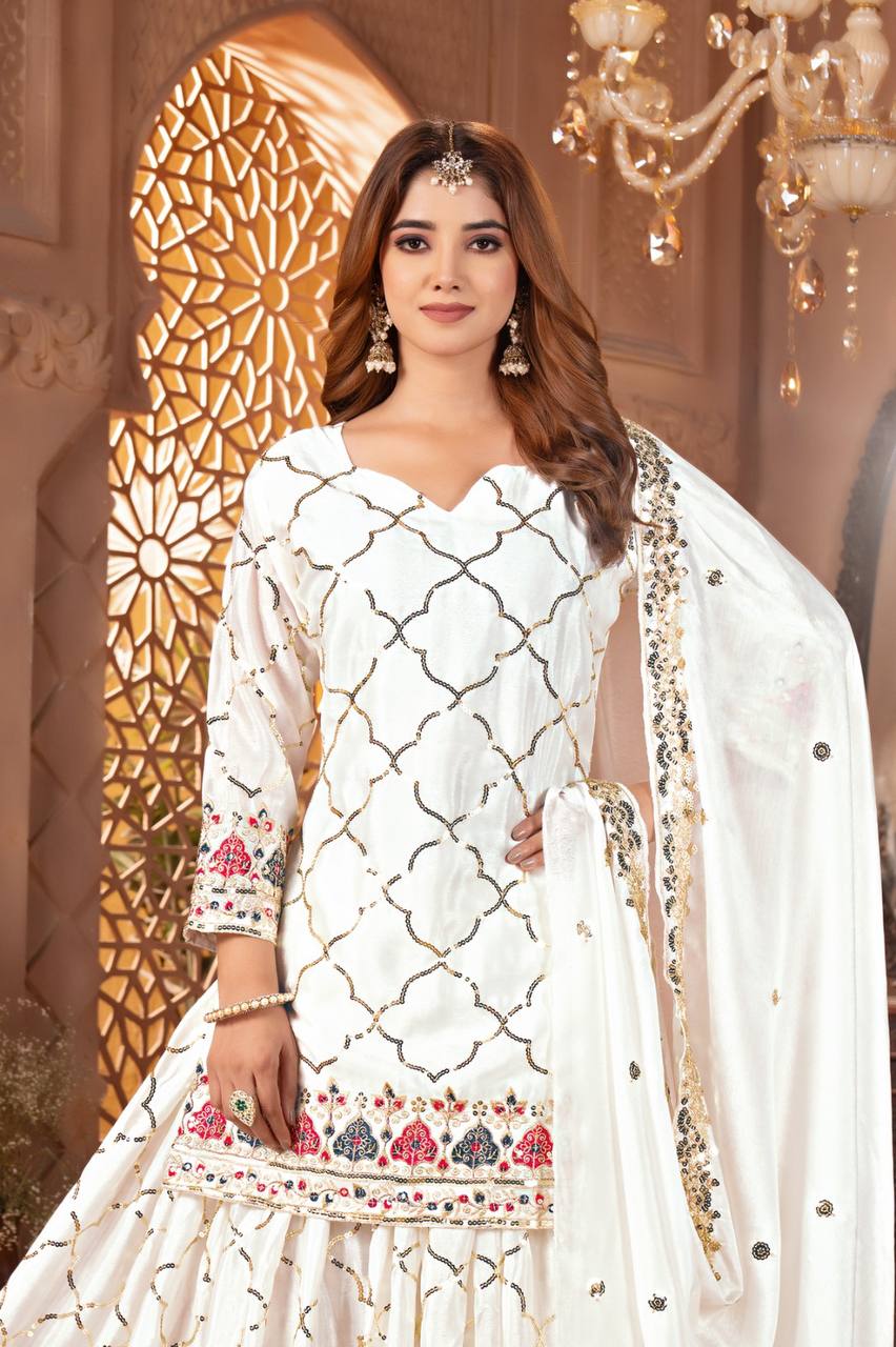 Bridal Sophistication: The Ivory Lattice Ceremonial Gharara